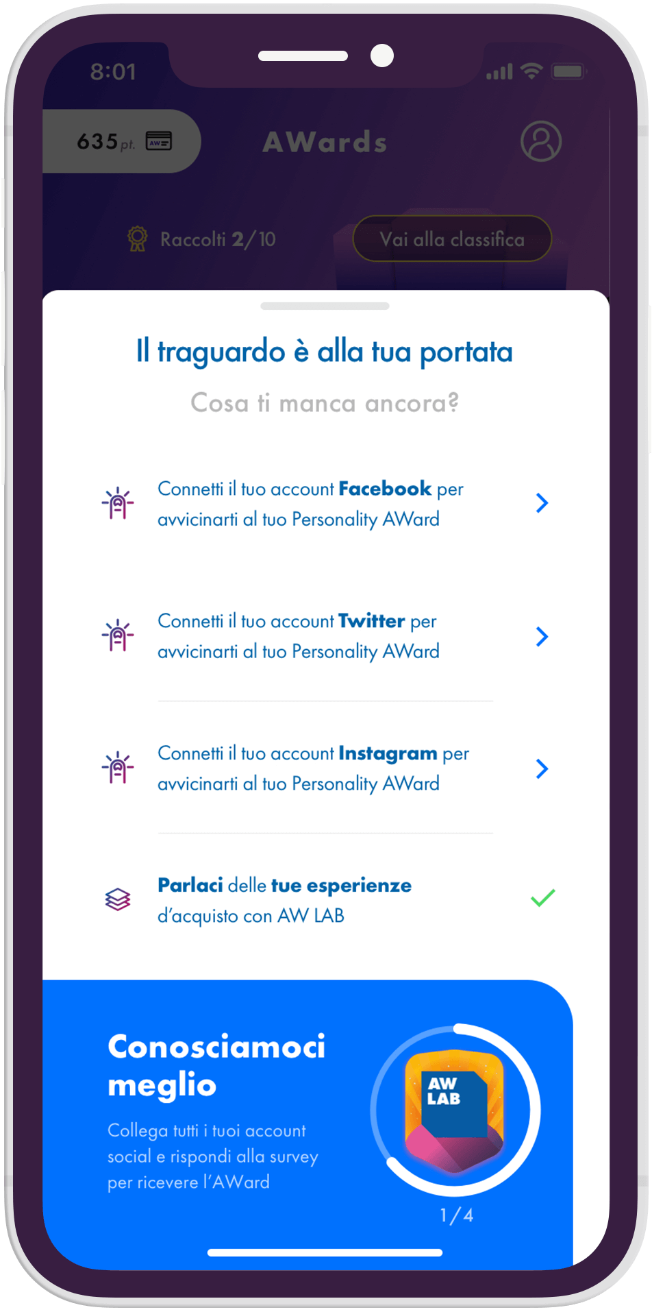 Schermata app AwLab